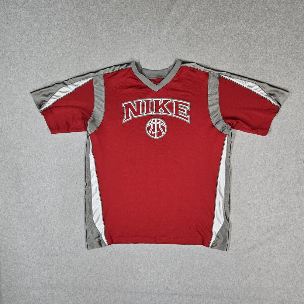VINTAGE Nike Men Shirt XL Red Embroidered Nike Basketball Jersey Logo READ